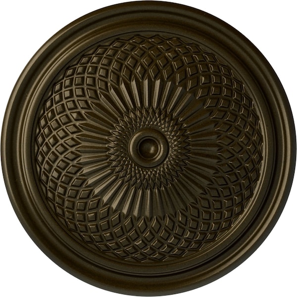 Ekena Millwork Trinity Ceiling Medallion (Fits Canopies up to 3"), Hand-Painted Green Gold, 22"OD x 1 3/4"P CM22TNGGS - main